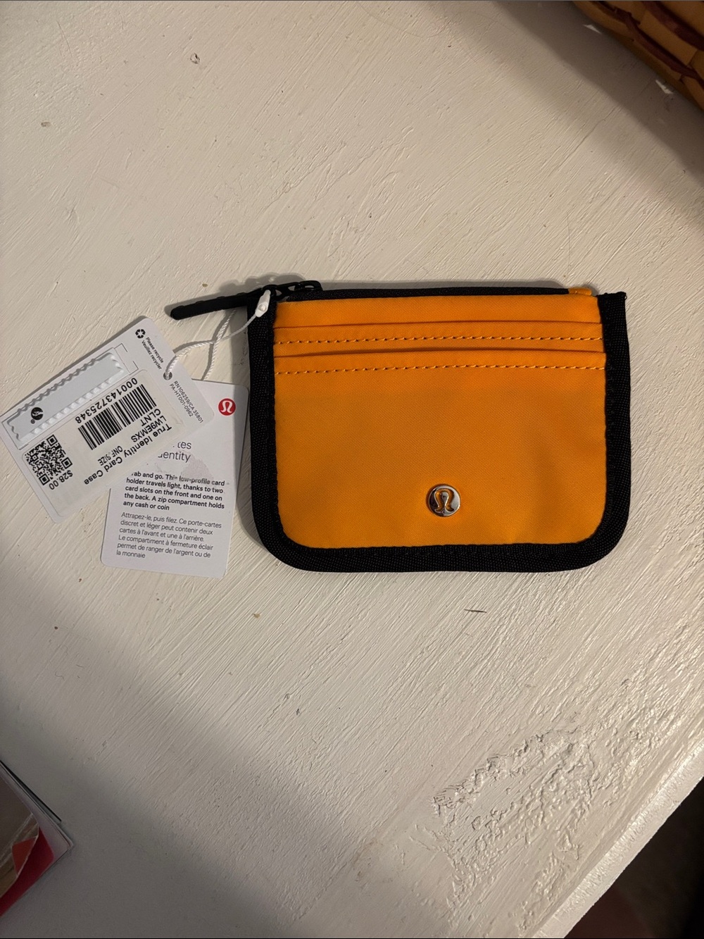 lululemon athletica Kids Orange Zip Card Pouch with Black Trim
